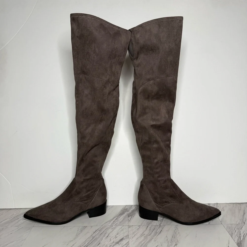 Marc Fisher Gray Pointy Toe Over The Knee Boot 8 1/2 M